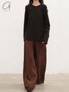 BASERANGE France Organic Cotton Loose Long Sleeve Off Shoulder T-shirt France BAS-TOPIL-RC-SU25-FOVEA